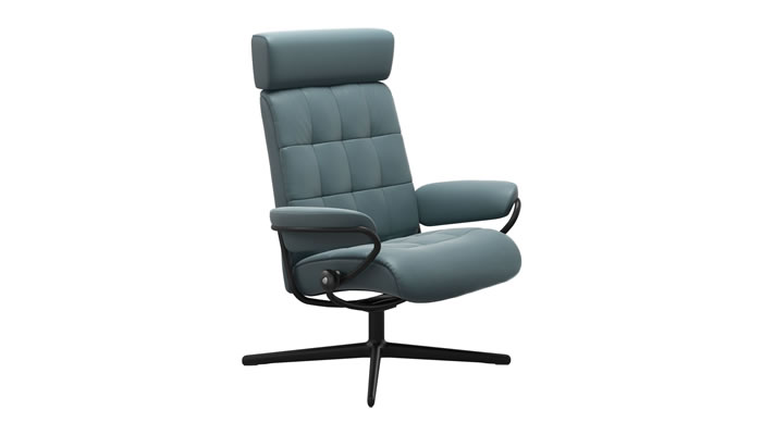 Stressless London Adjustable Headrest in Paloma Teal Blue Leather